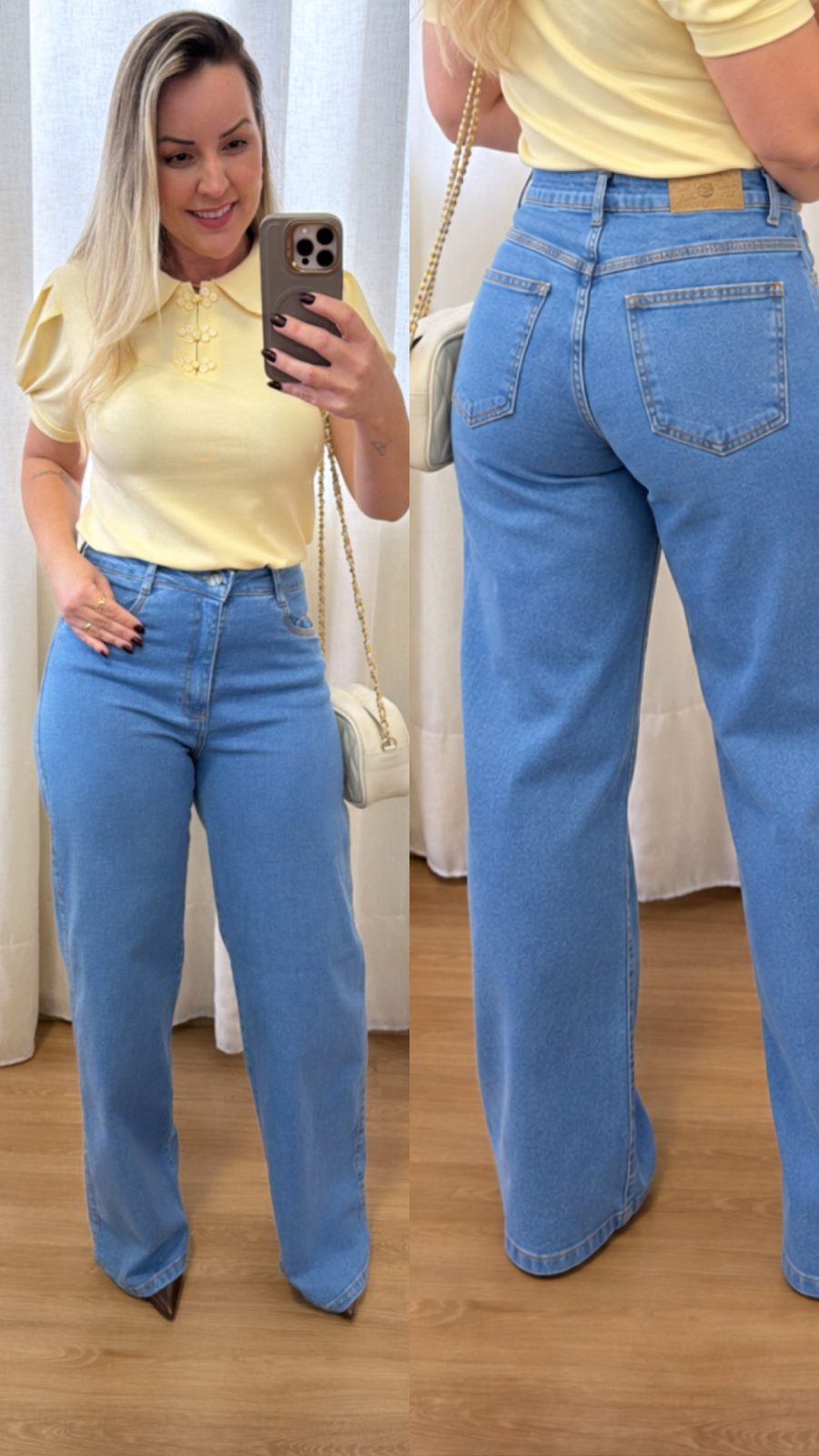 Calça Wide Leg c/ elastano